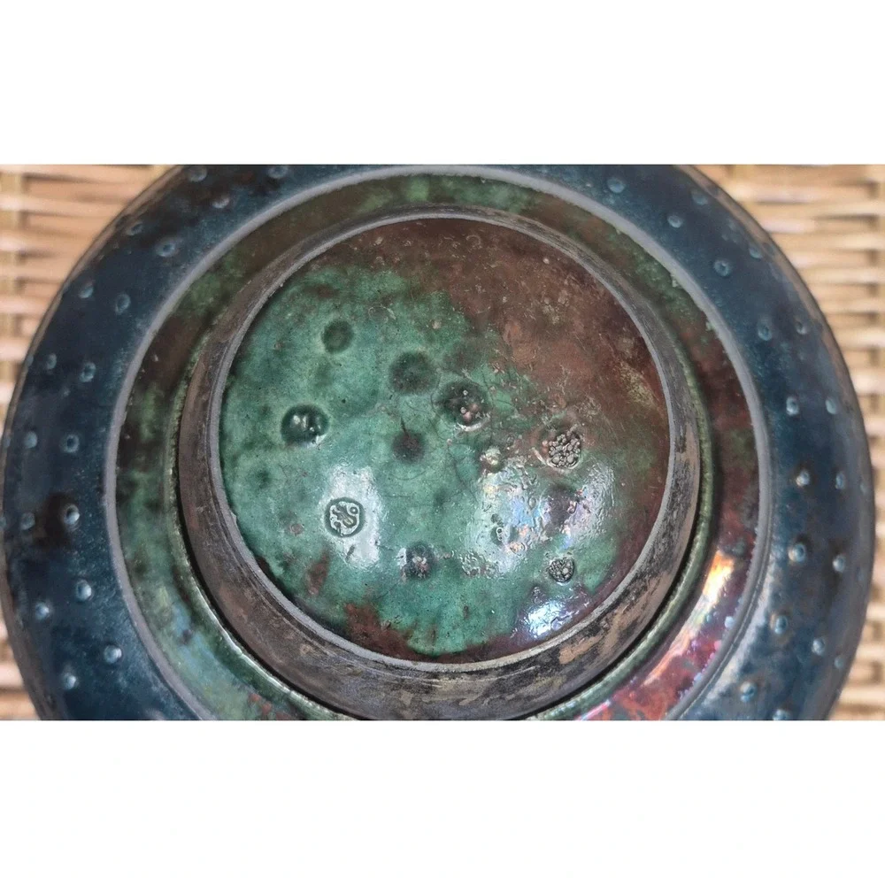 Vintage Raku Studio Pottery Lidded Vessel 11